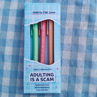Adulting is a scam gelpennen set