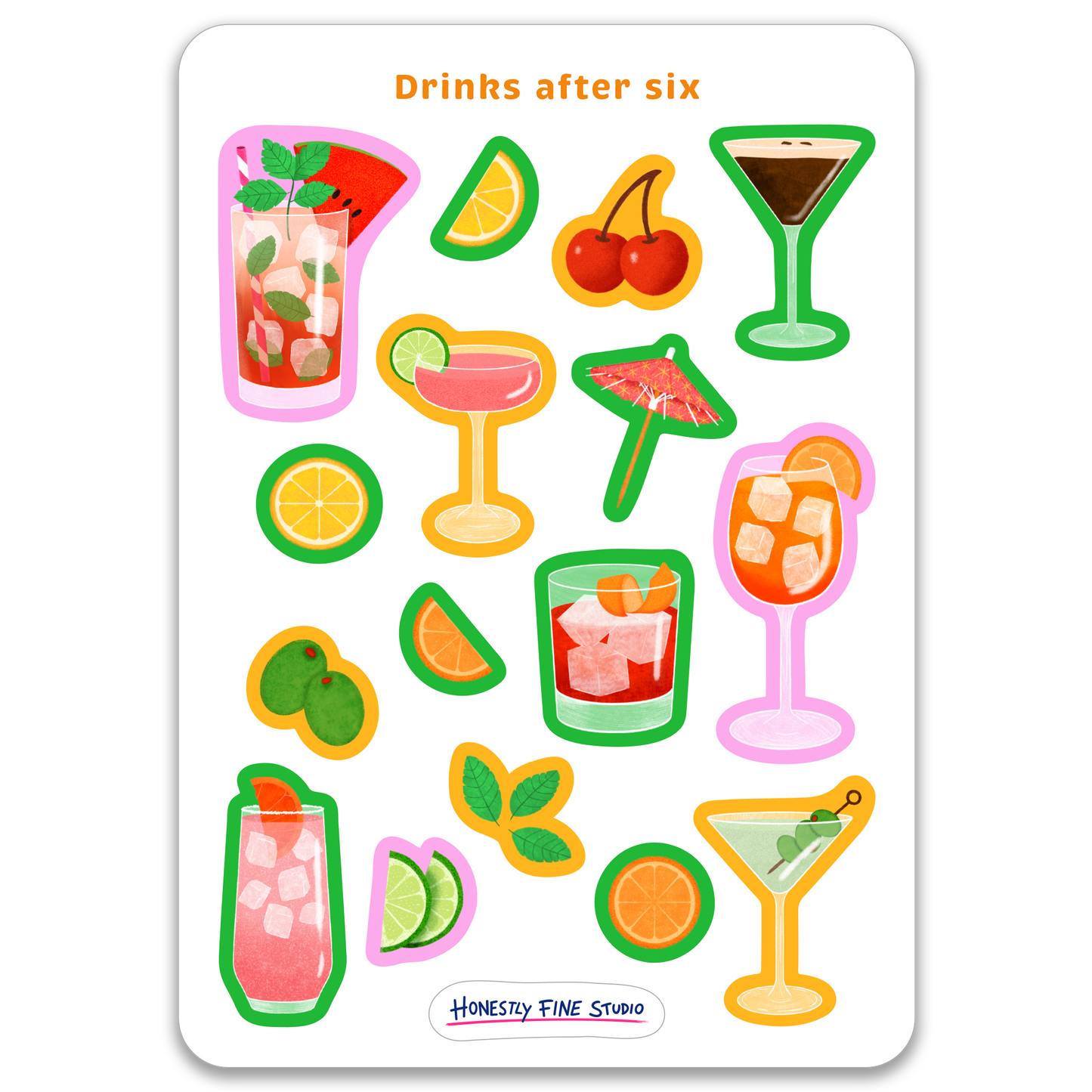 Drinks after six A5 stickervel