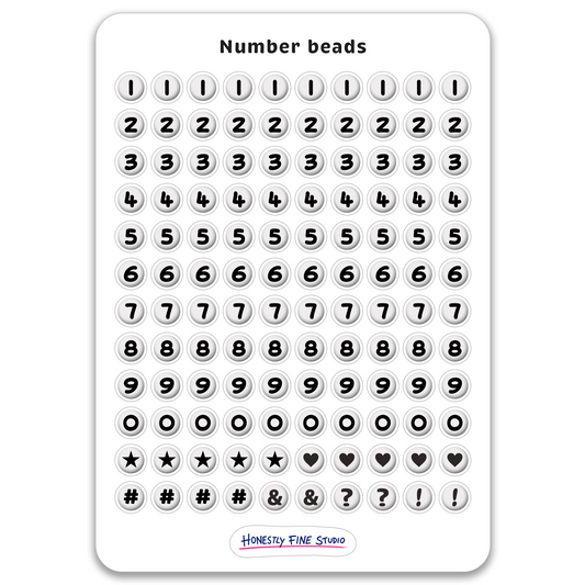 Number beads A5 stickervel